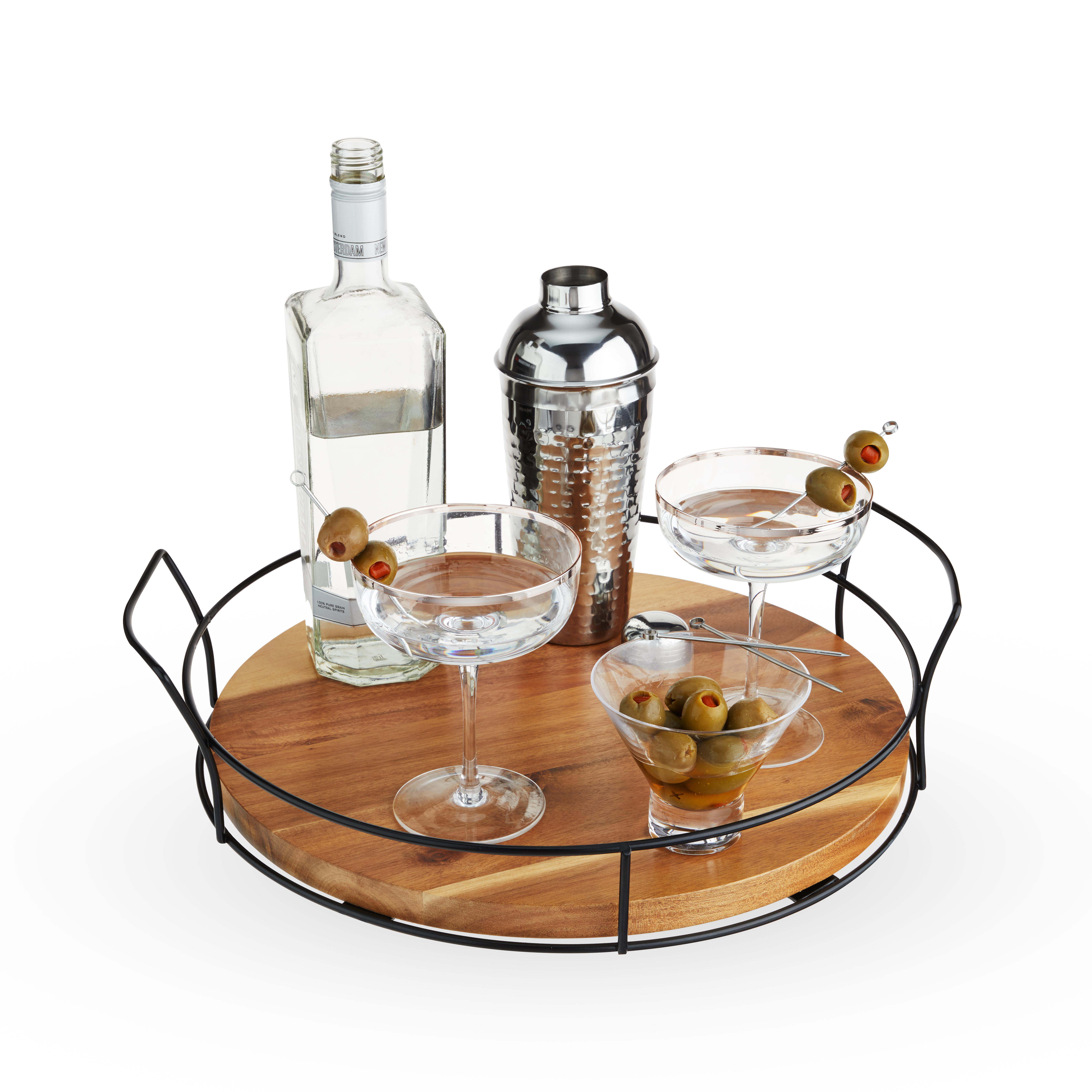 Twine Living® Modern Manor Acacia Cocktail Tray 4