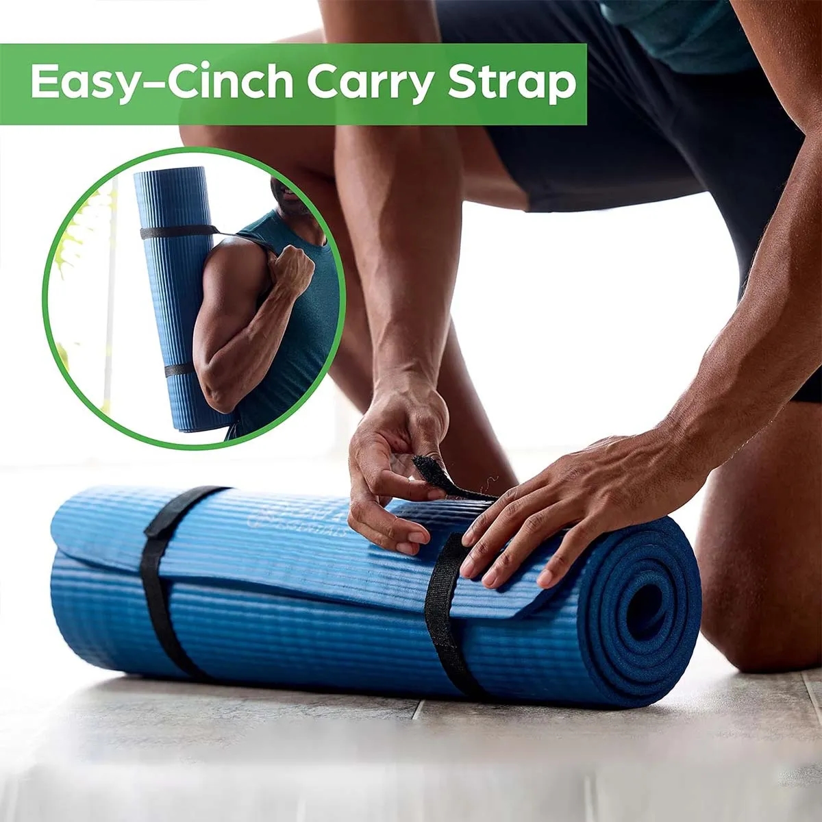 Extra Thick Exercise Yoga Mat with Easy-Cinch Yoga Mat Strap 4