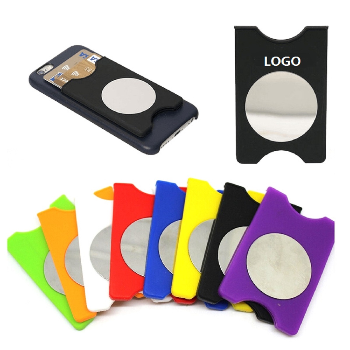 Silicone Phone Wallet with Mirror