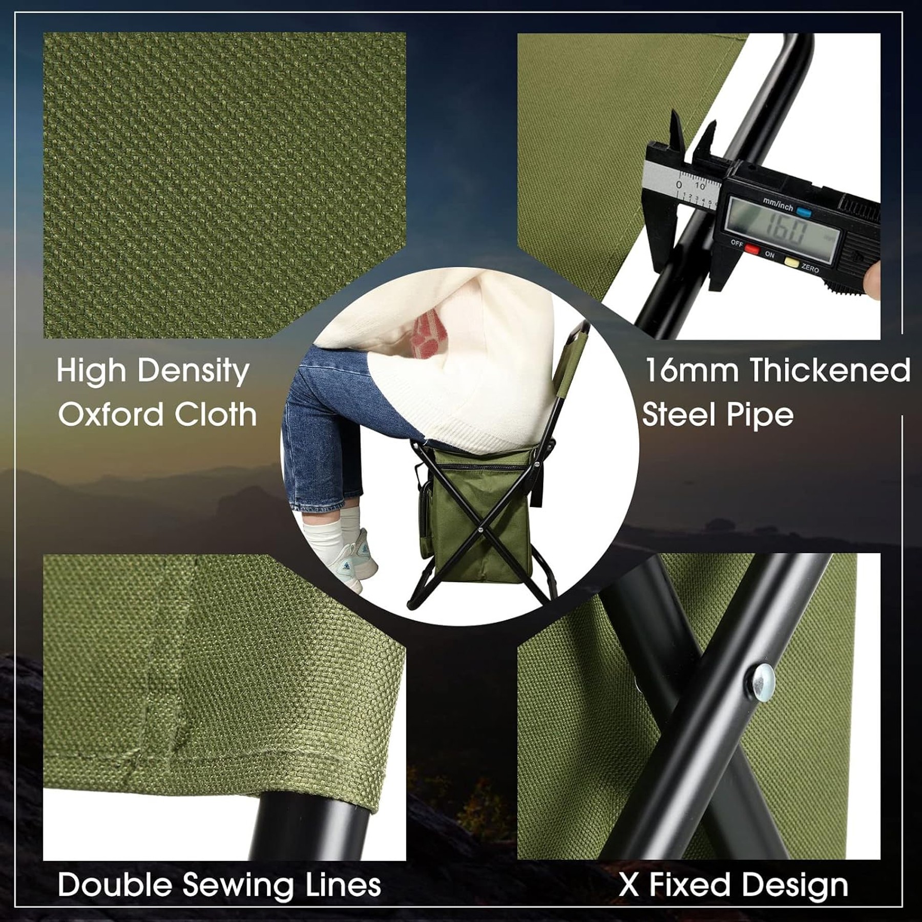 Portable Foldable Camping Chair With Cooler Bag 2