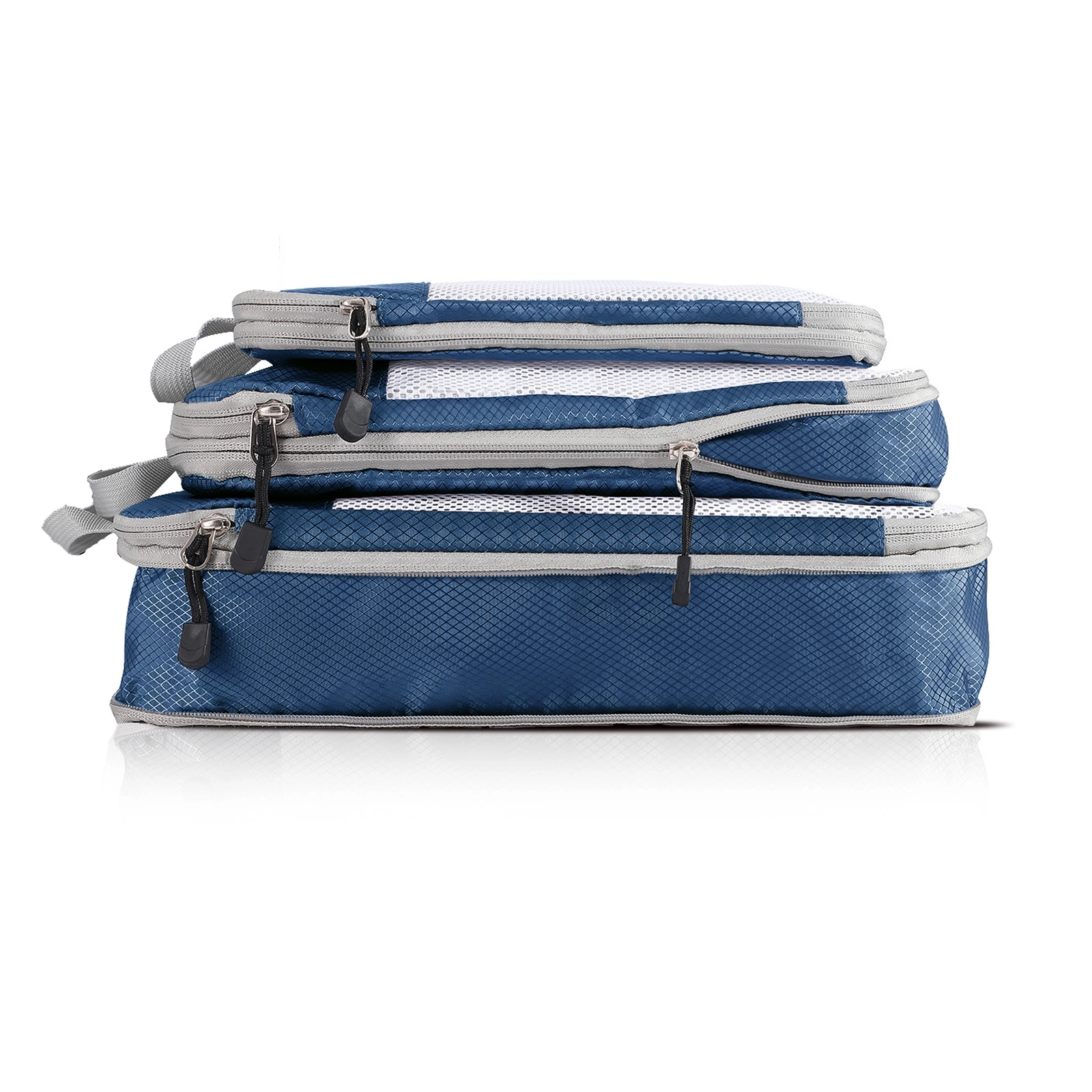 Set Of 3 Packing Cubes Foldable Storage Mesh Bag Organizer 24