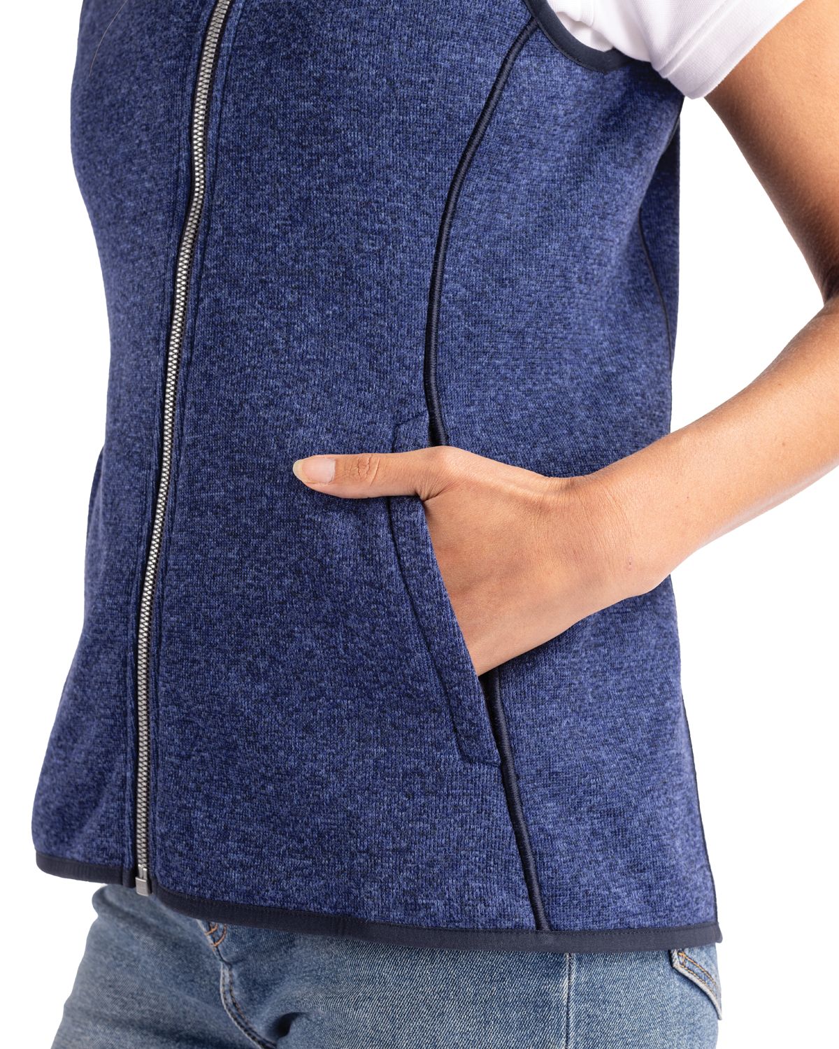 Cutter & Buck Mainsail Sweater-Knit Womens Full Zip Asymmetrical Vest 20