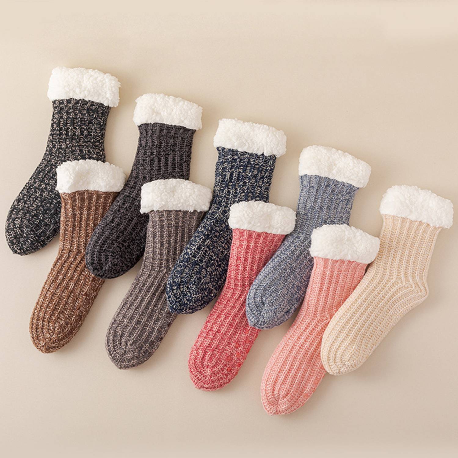 Women Home Slipper Socks Winter Fleece Soft 5