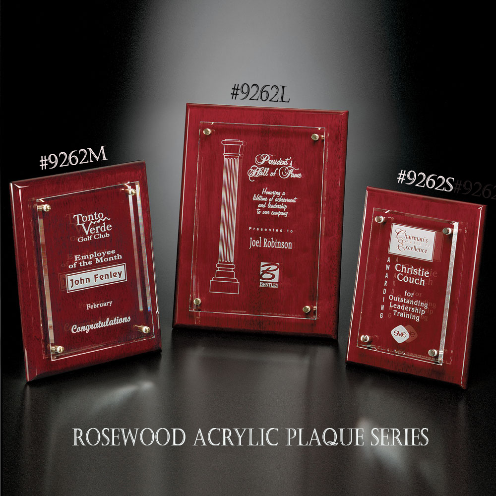 Rosewood Piano Finish Floating Acrylic Plaque - Large 2