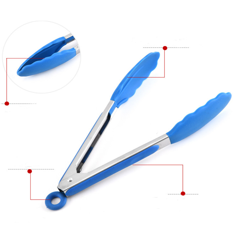 Stainless Steel BBQ and Kitchen Tongs with Silicone Tips--7inch/9inch/12inch 15