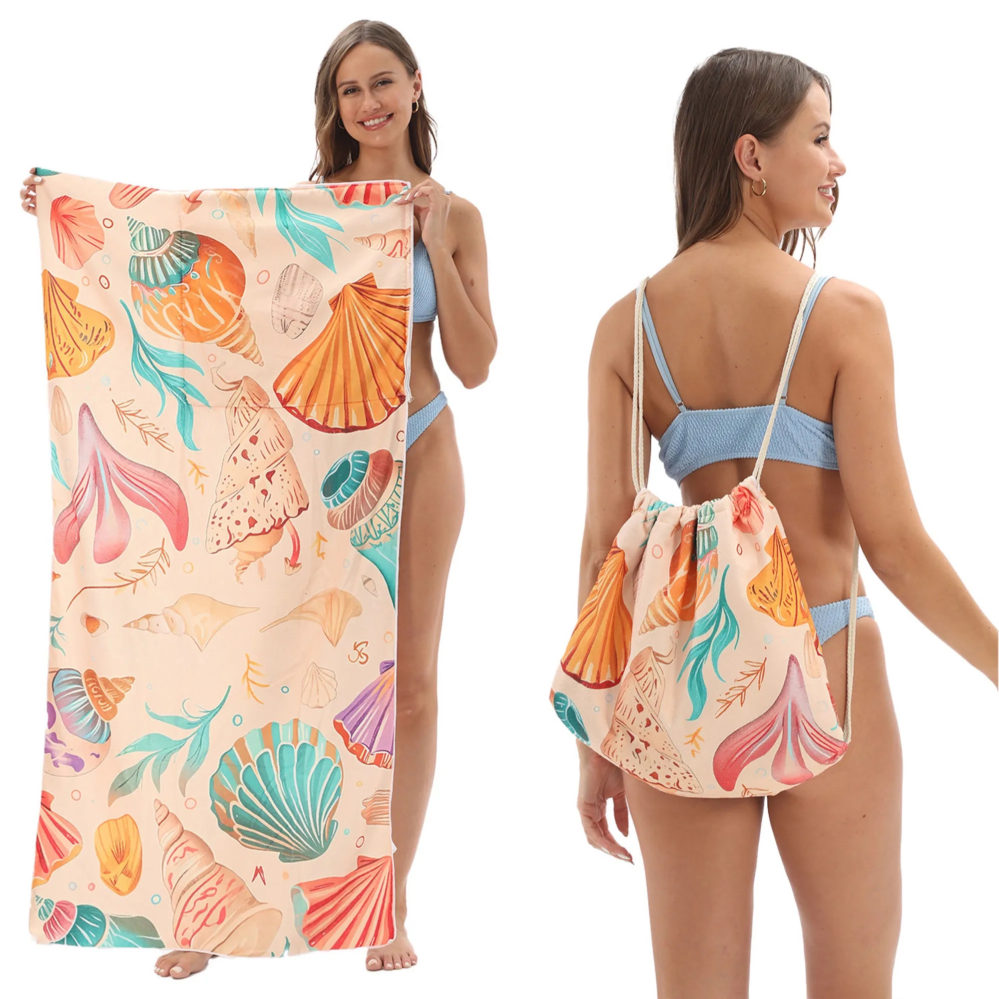 Versatile 2-In-1 Foldable Beach Towel With Storage Bag 3