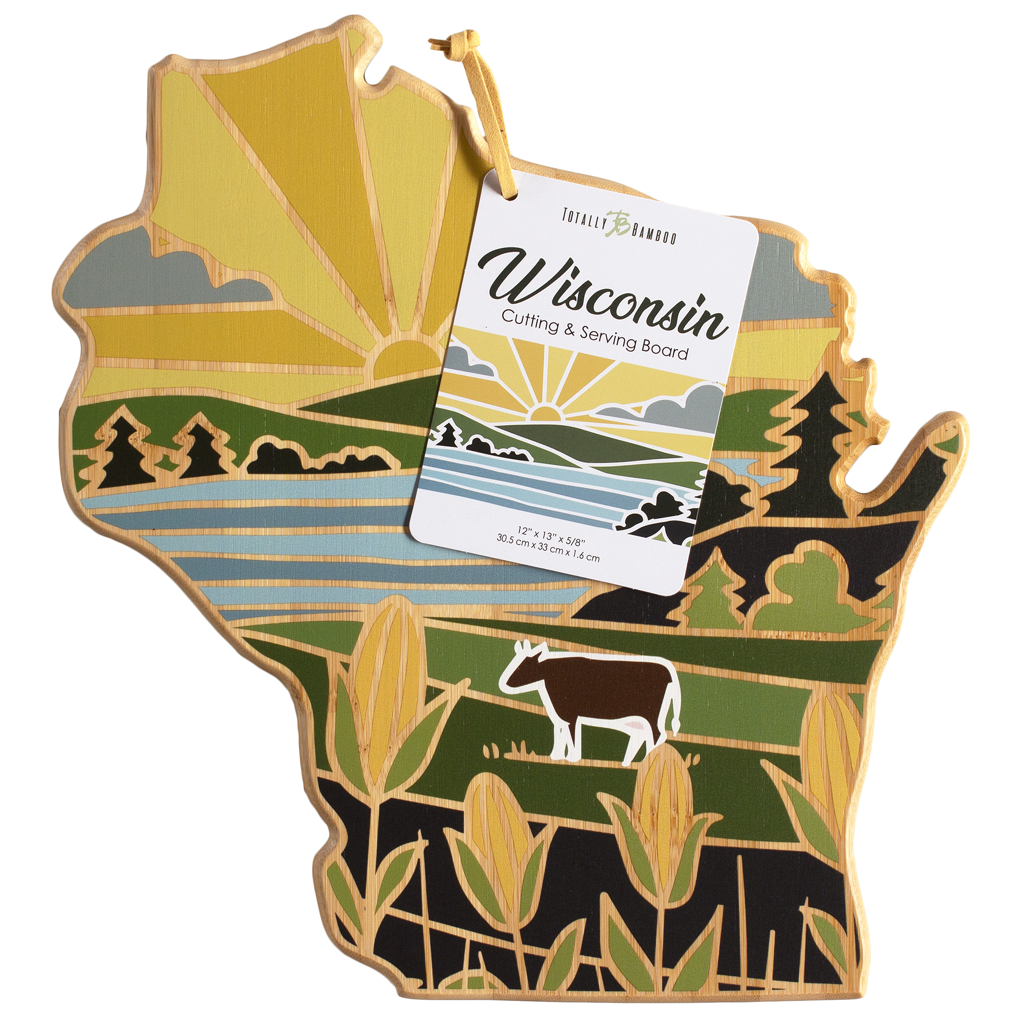 Wisconsin State Shaped Cutting and Serving Board with Artwork by Summer Stokes 4