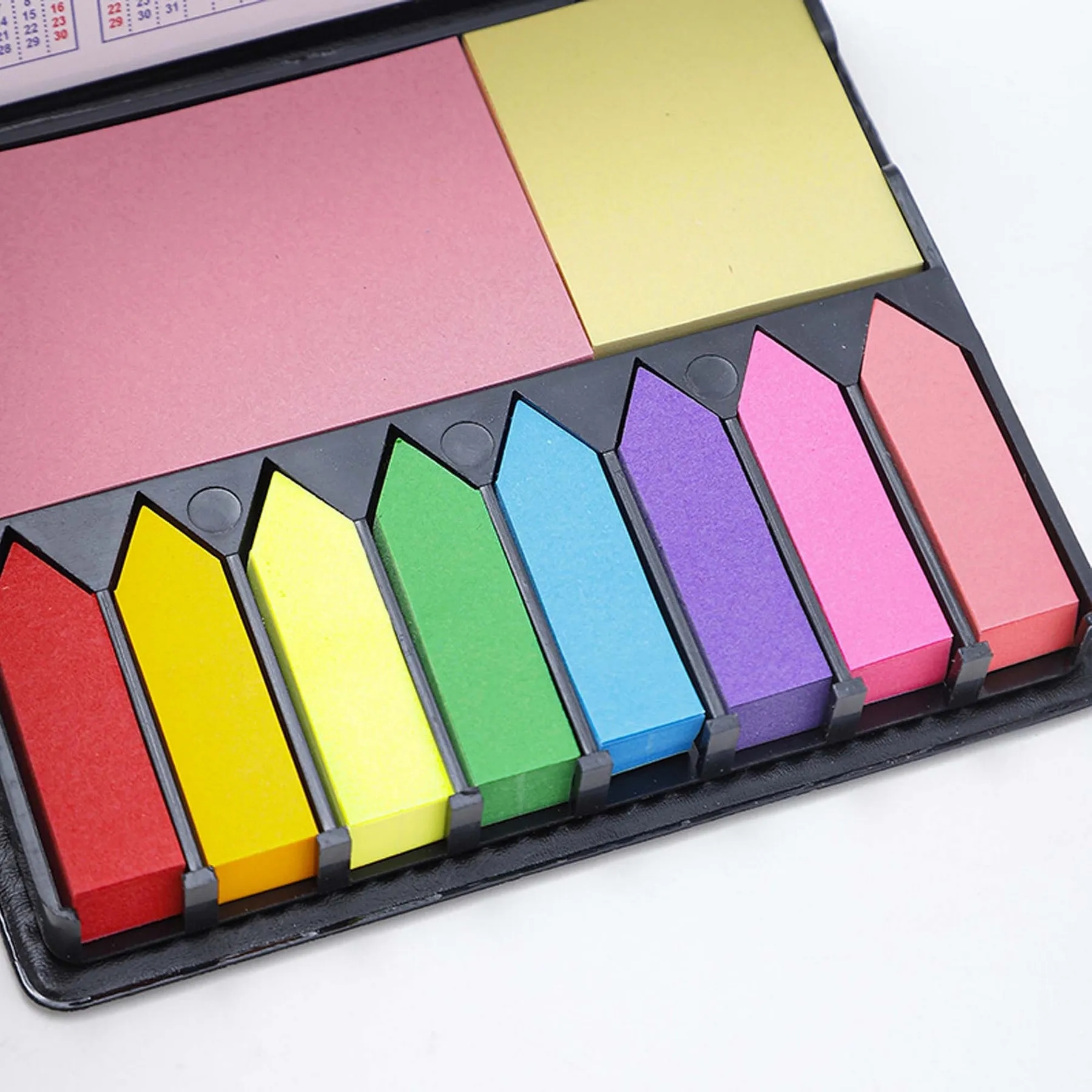 Leather Cover Multi-Color Assortment Sticky Note W/ Calendar 8