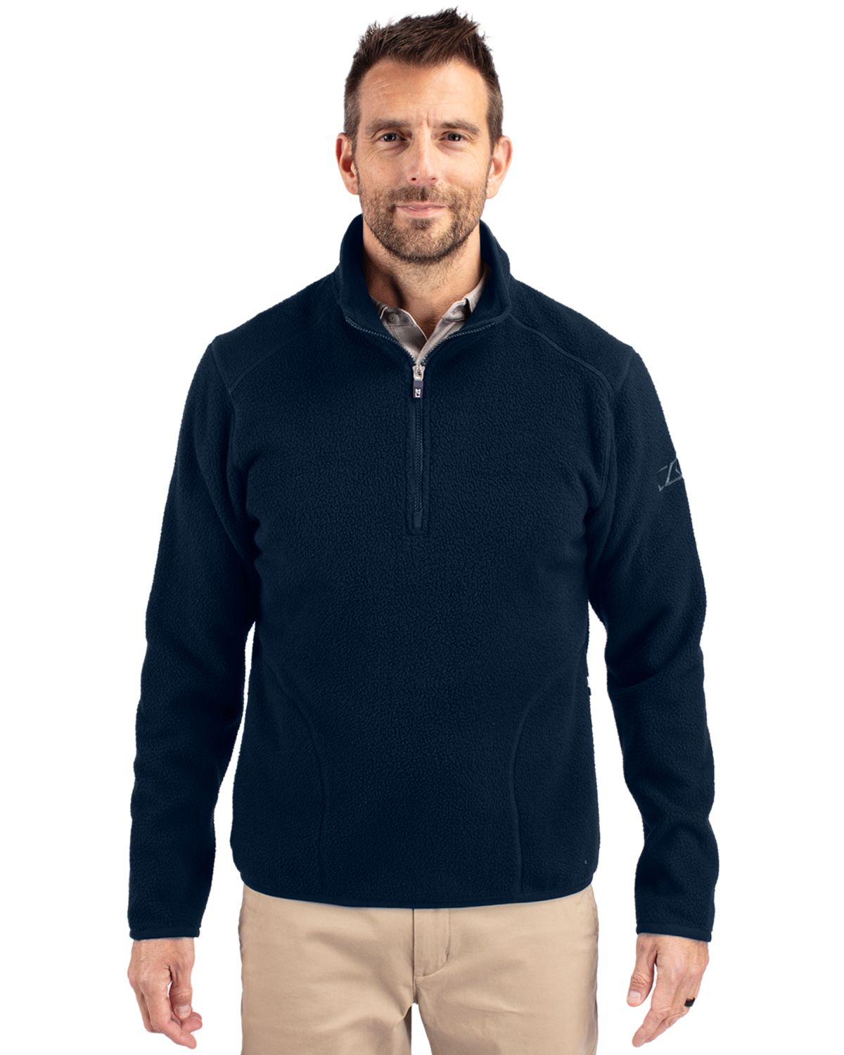 Cutter & Buck Cascade Epic Comfort Recycled Sherpa Fleece Mens Quarter Zip Jacket 7