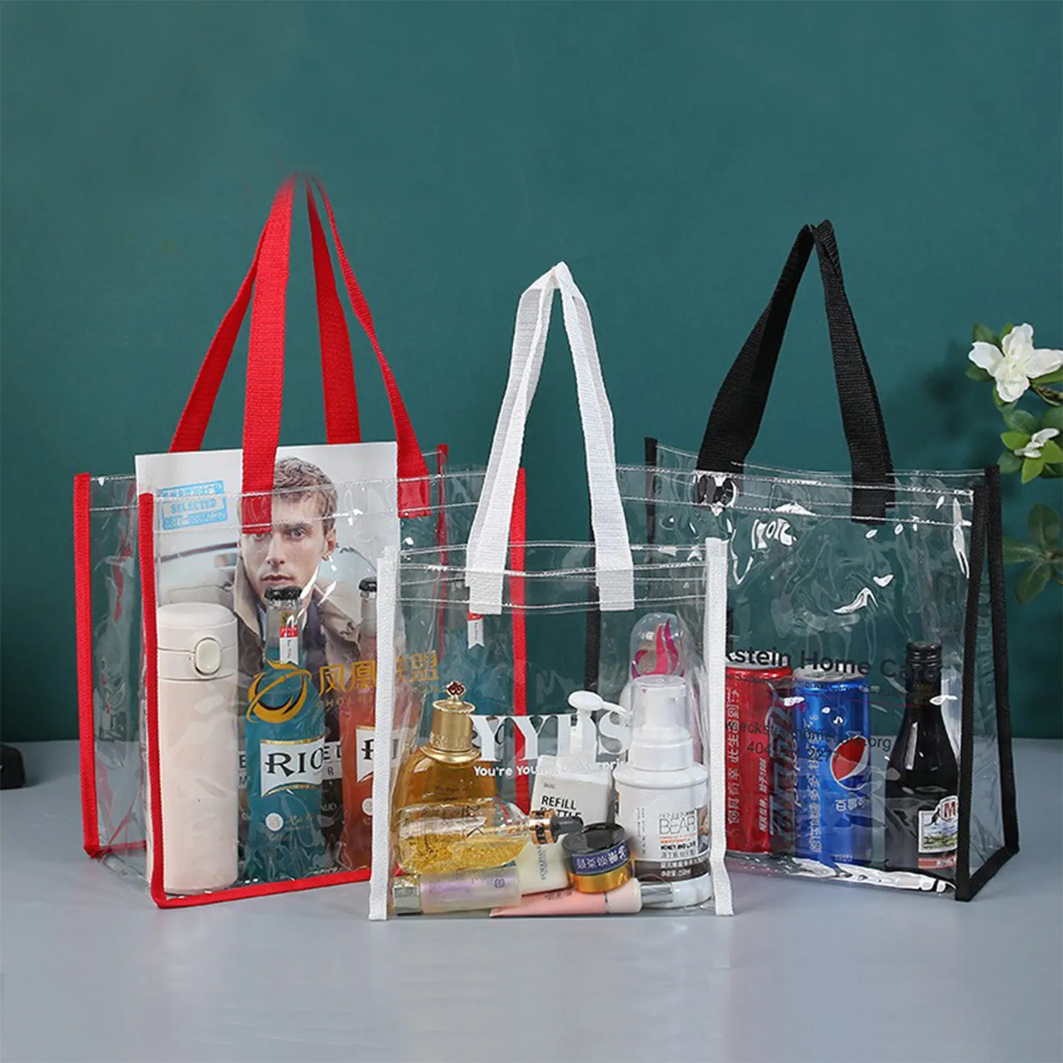 Clear PVC  Tote Bag, custom tote bag with logo imprint 4