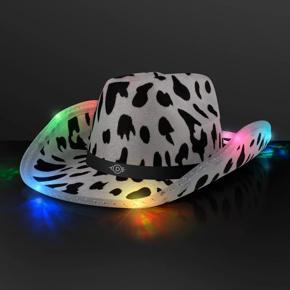 LED Cow Print Hat with Black Band 2