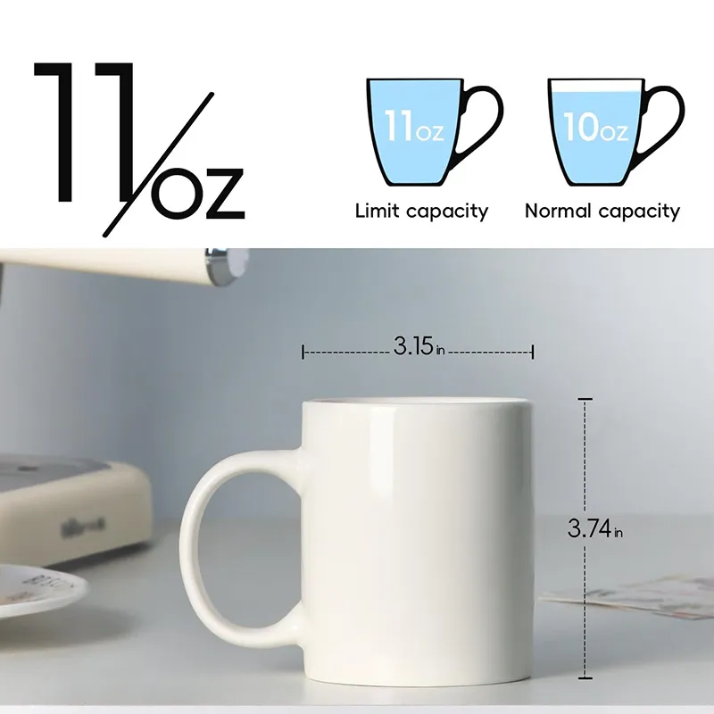 11 oz Porcelain Coffee Mug with Hanlde 2