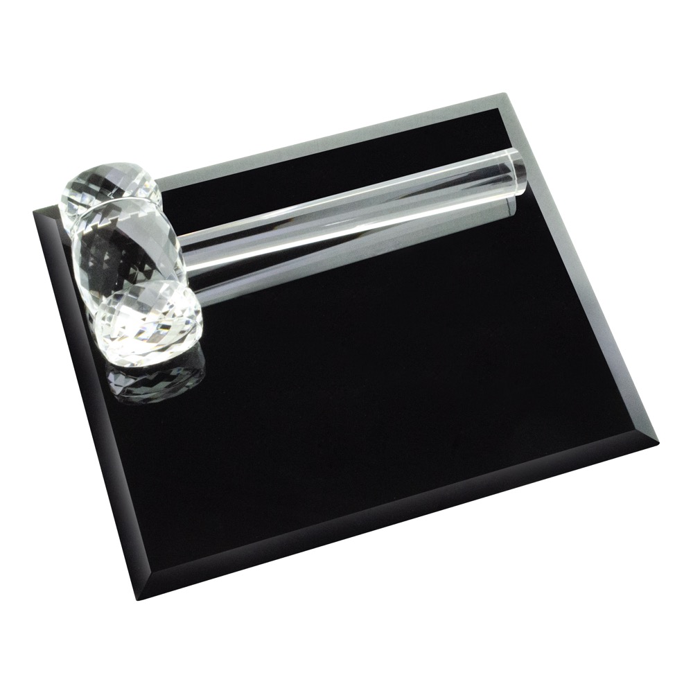 Optical Crystal Gavel with Black Mirror Base