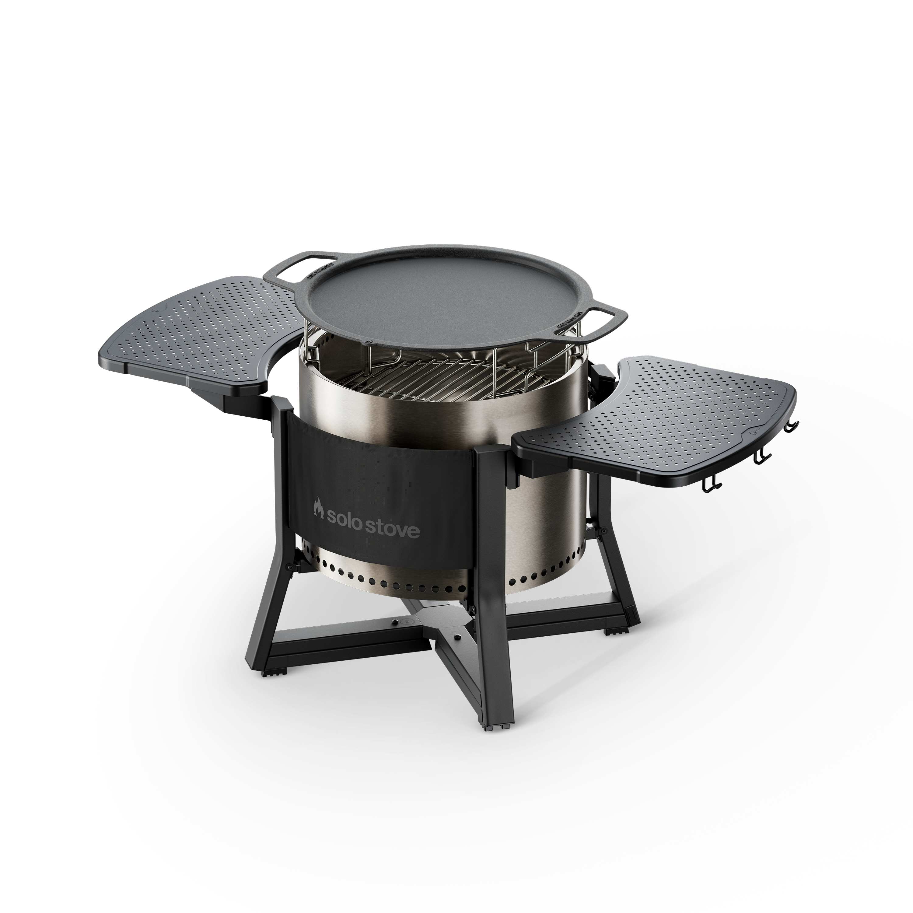 Solo Stove - Bonfire 19.5" Fire Pit Cast Iron GRIDDLE Cookout Bundle with Stand 5