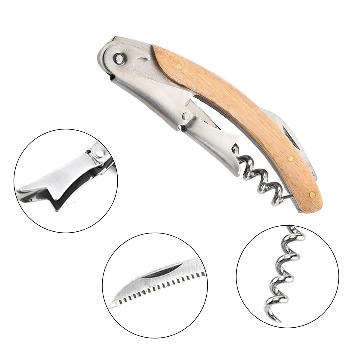 Professional Waiter's Corkscrew with Wood Handle 2