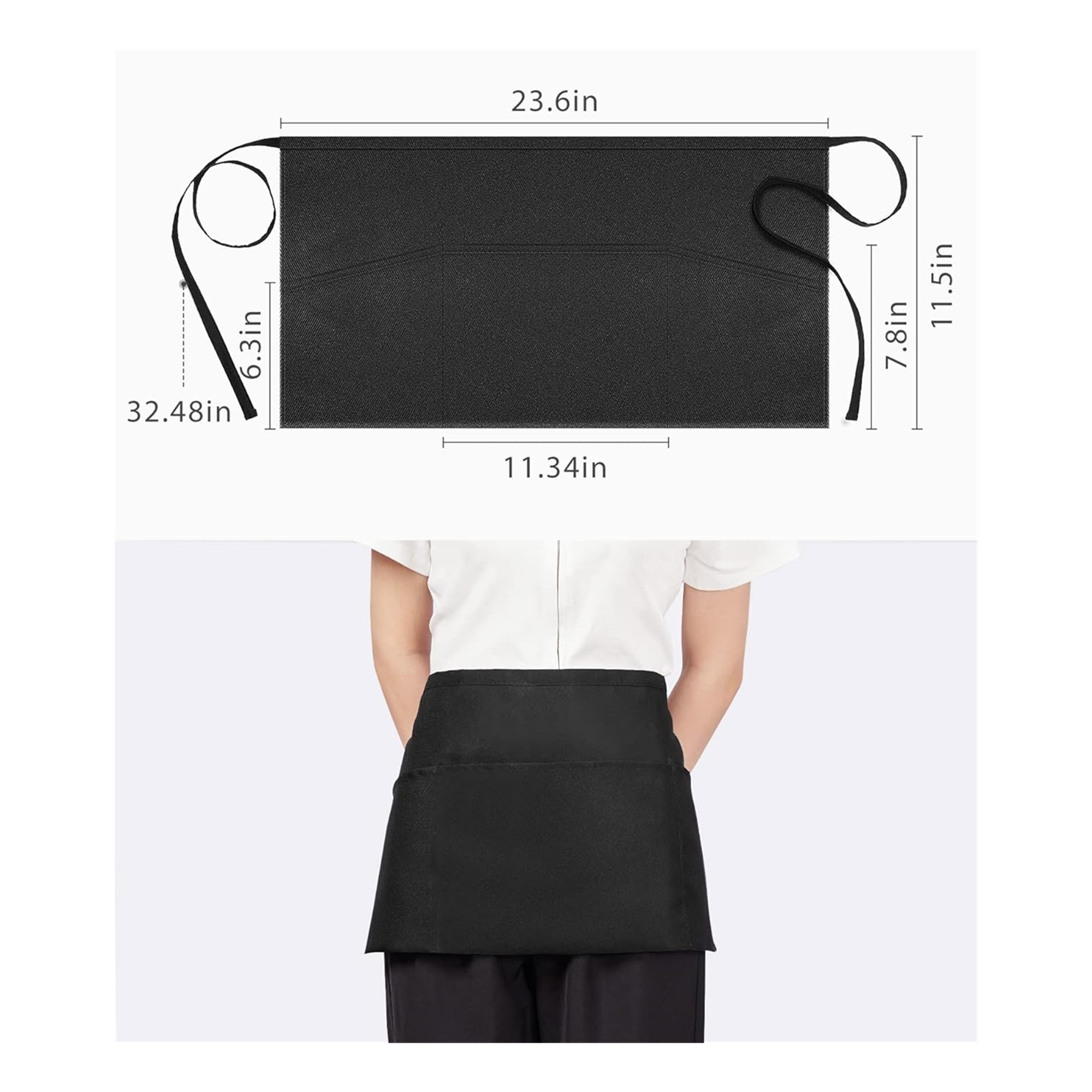 Waterdrop Resistant Waist Aprons With 3 Pockets 4