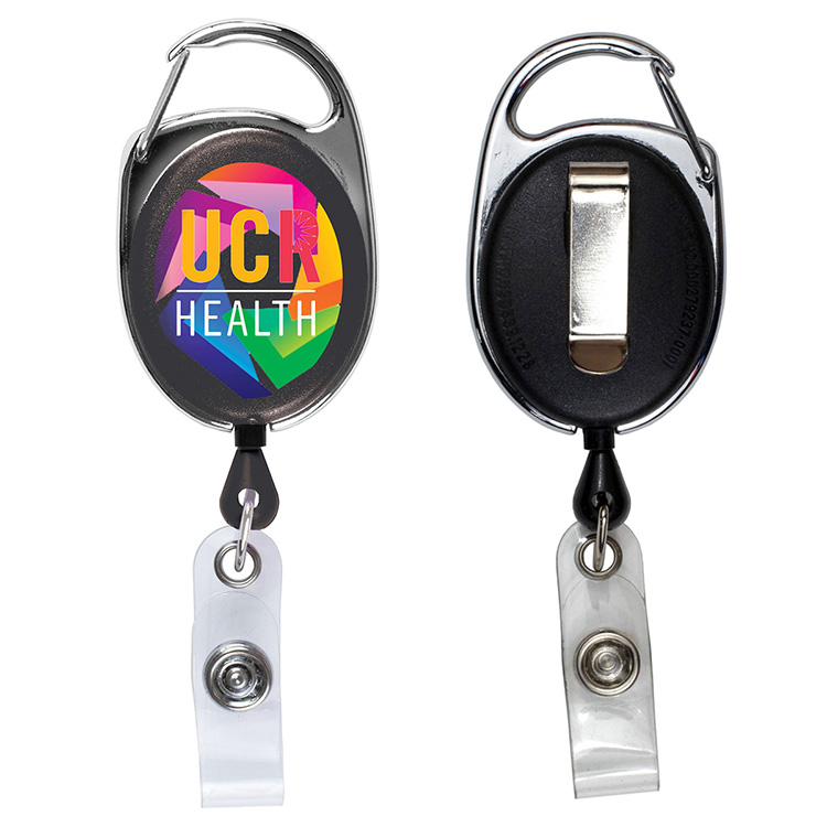 "Oberlin PI" 30" Cord PhotoImage ® Full Color Imprint* Retractable Carabiner Style Badge Reel and Ba 2