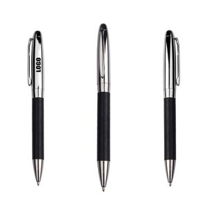 Weaved PU Leather Barrel Metal Pen 5