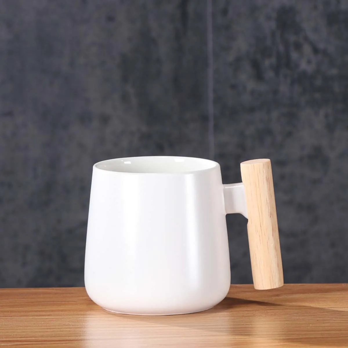 12oz. Ceramic Wooden Handle Tea cup Lid Spoon Coffee Mug 4