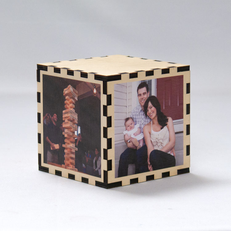 Wood Tabletop Photo Cube