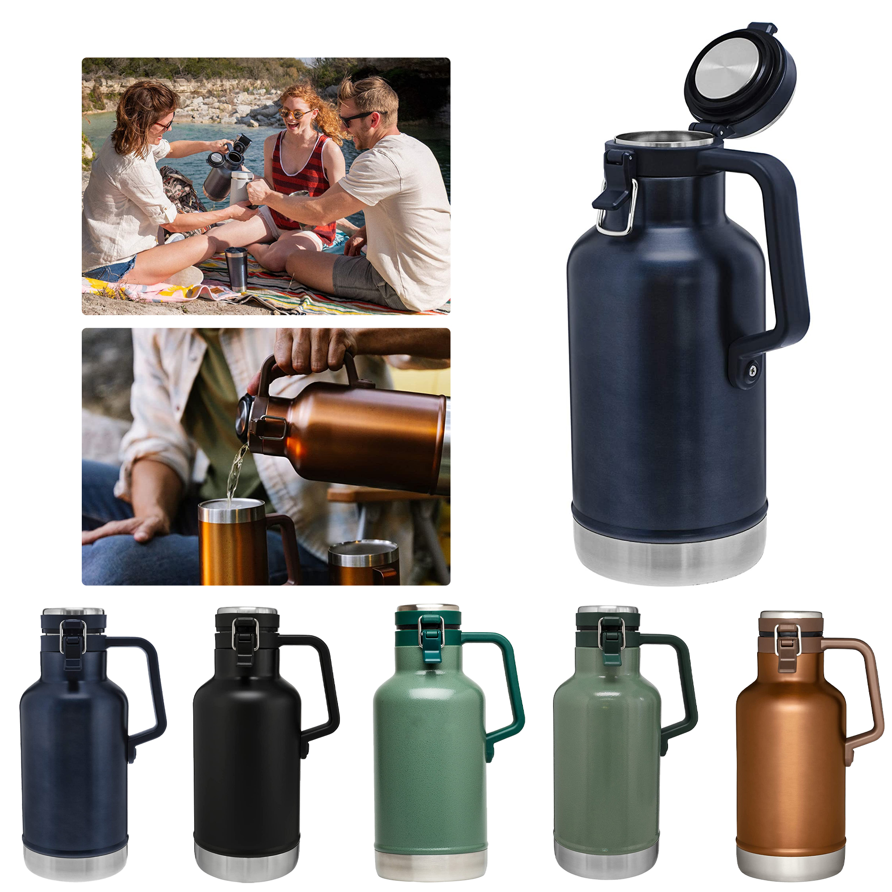 64oz Passivated Stainless Steel Growlers 1