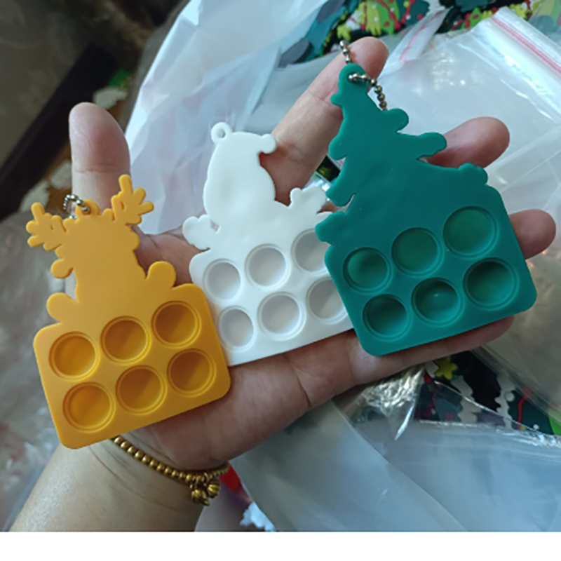 Silicone Christmas Mini Pop Bubble Fidget Toy Bubble Keychain 13
