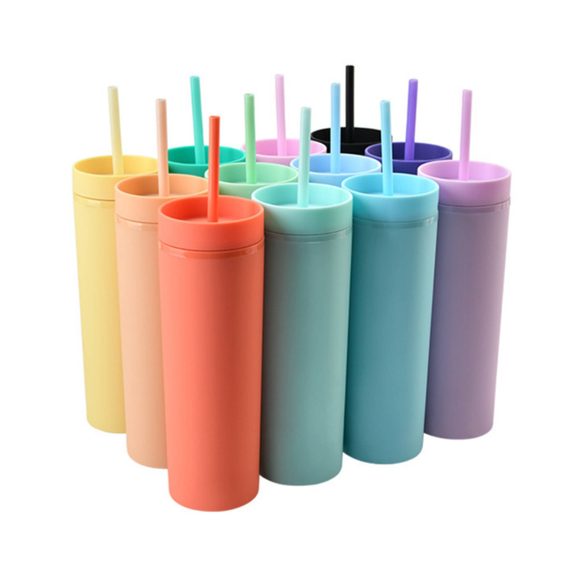 Portable 16oz Double Wall Acrylic Tumbler w/Straw 2