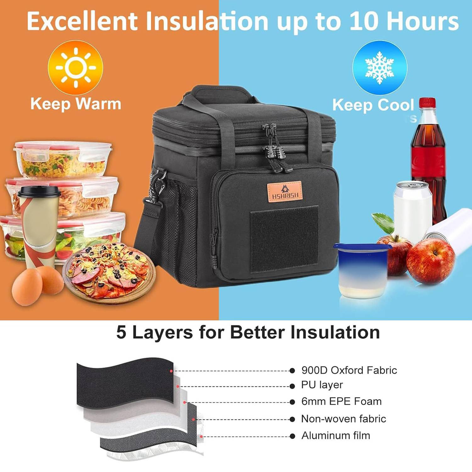 15L Oxford Portable Lunch Cooler Bag for Office Picnic 3