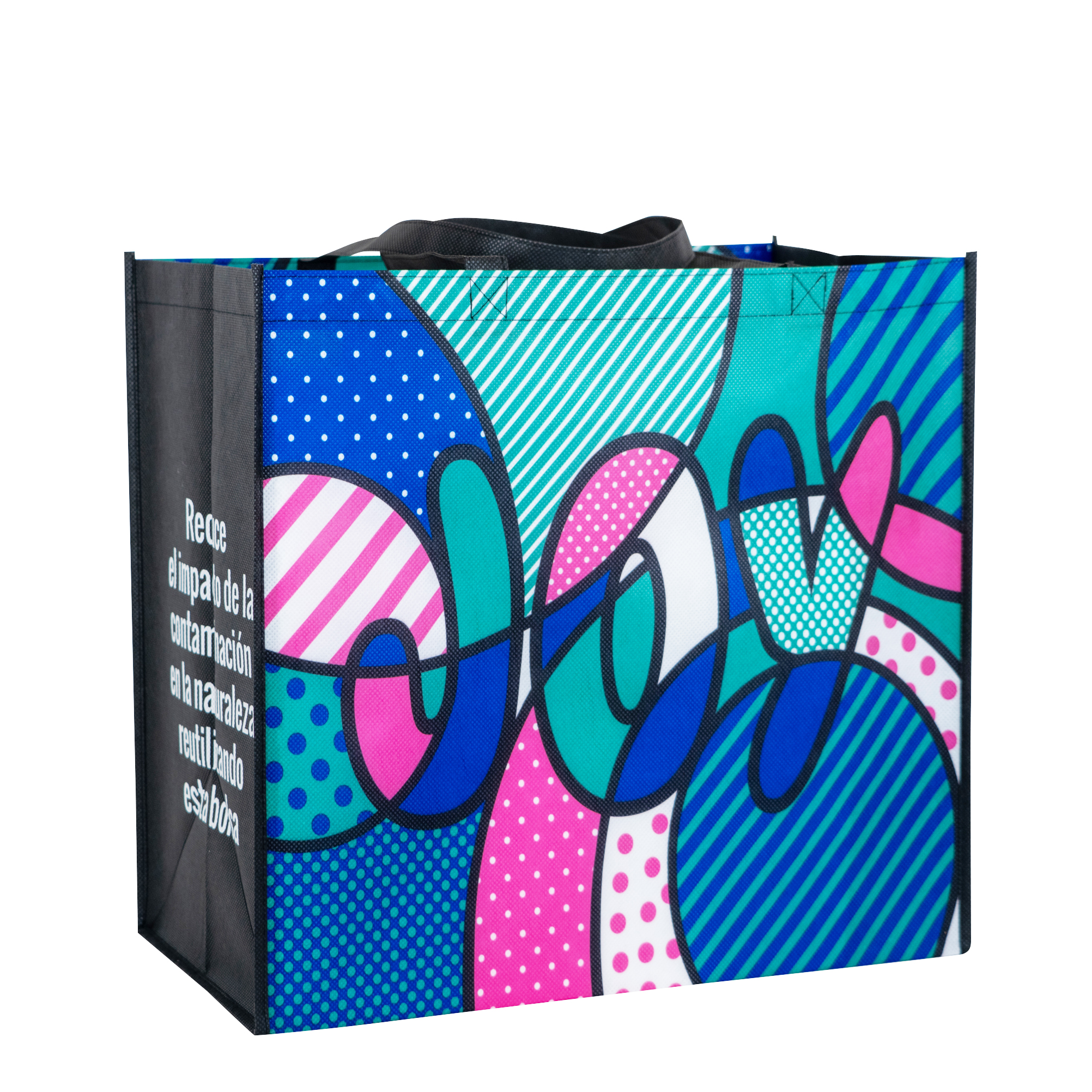 Custom Full-Color 80g PET Non-Woven (made from recycled plastic)Tote Bag 16"x14"x8" 1