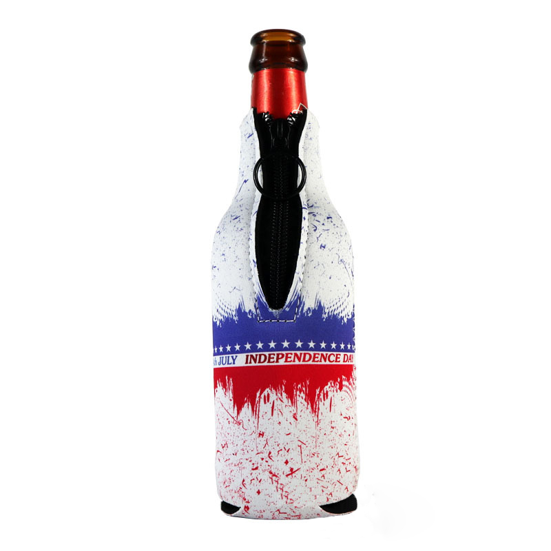 Beer Bottle Insulator Sleeve with Zipper, custom koozie with logo imprint 4