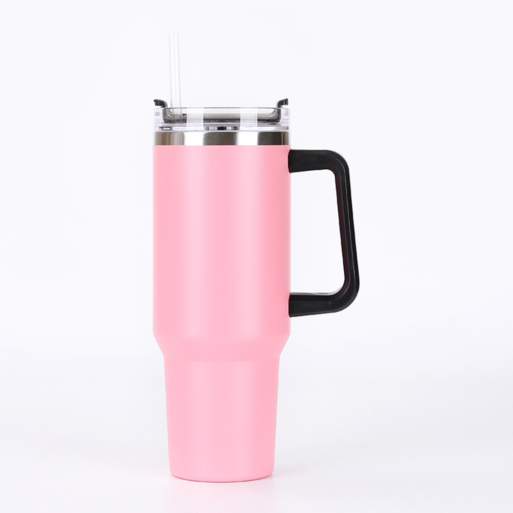 30OZ Double Walls Stainless Steel Auto Tumbler With Straw And Handle 4