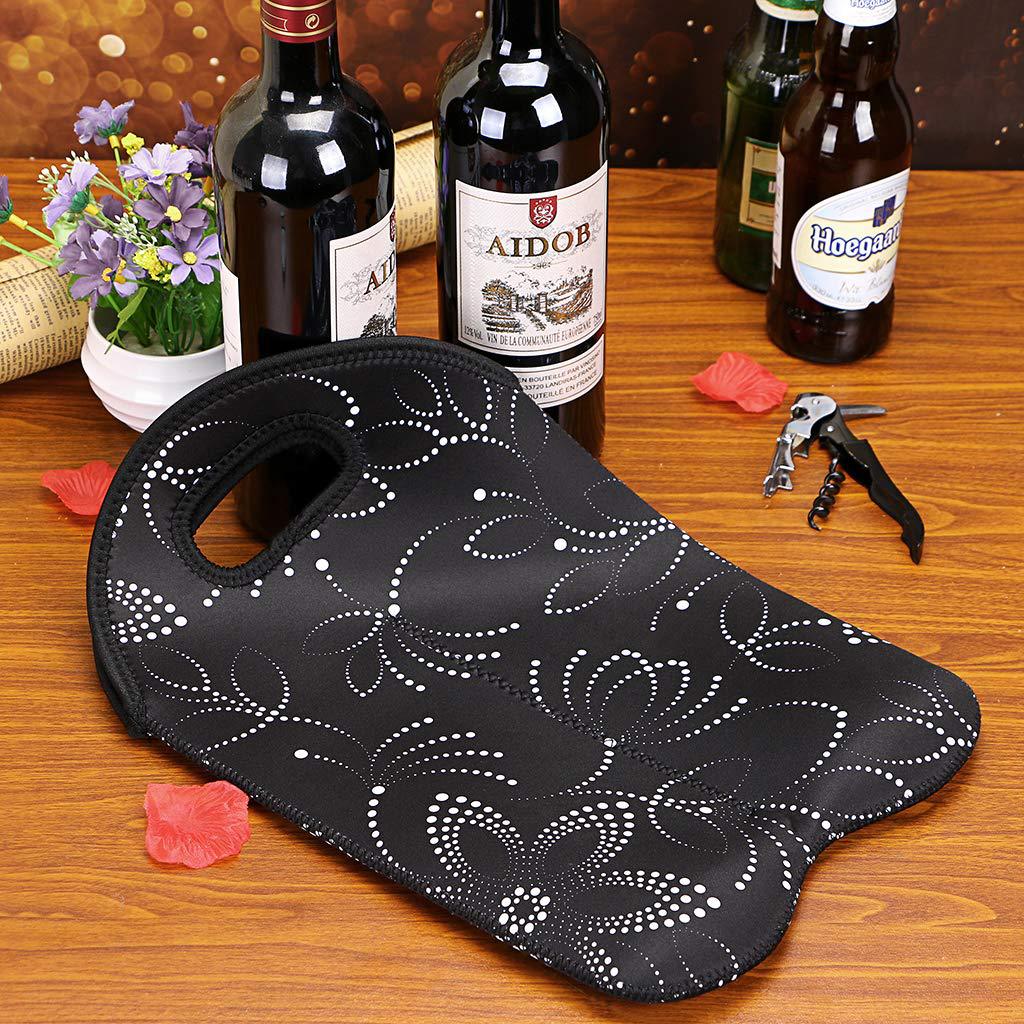 2 in 1 Full Sublimated Insulated Neoprene Wine Carrier Tote Bag 8