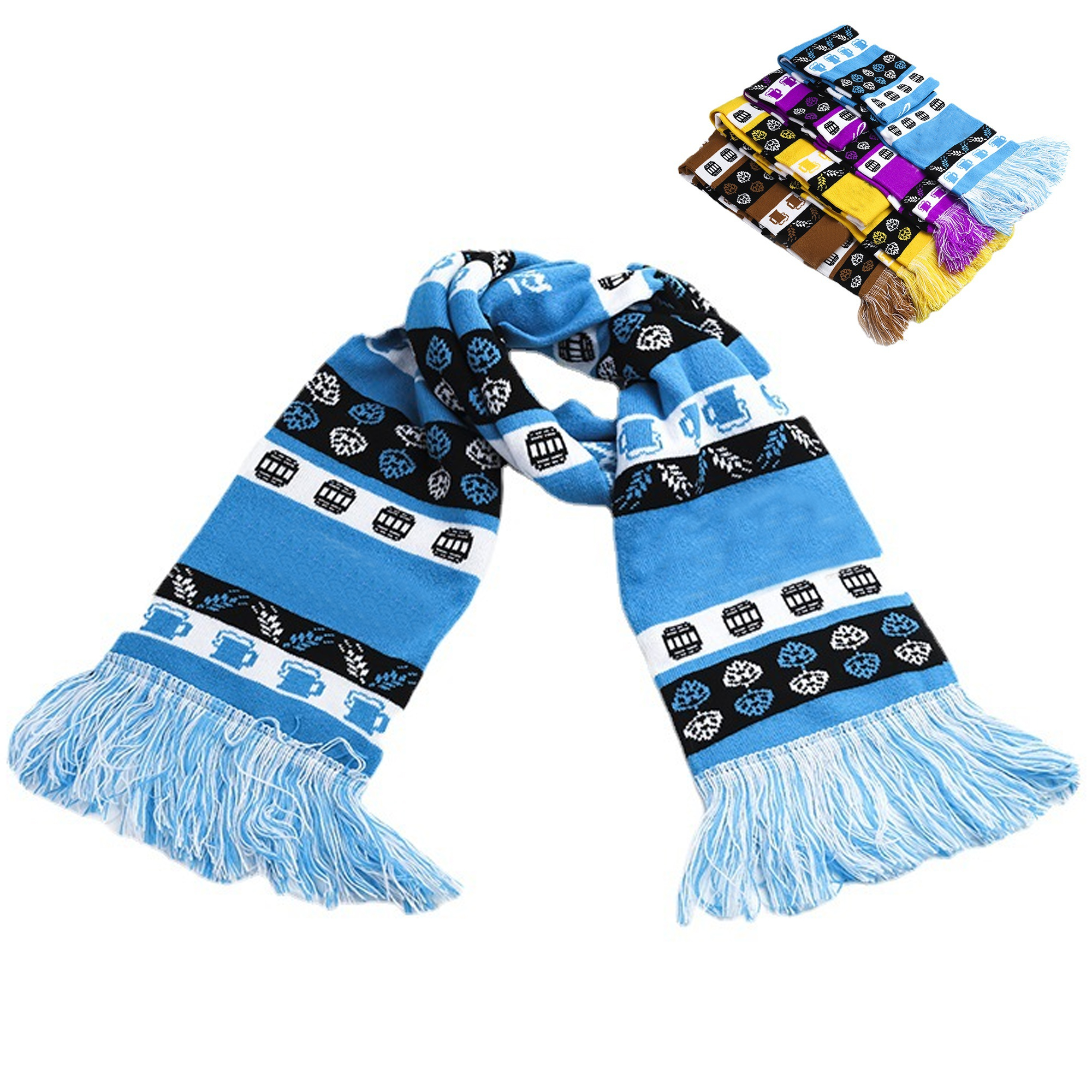 Custom Jacquard Knitted Scarf with Fringe 2