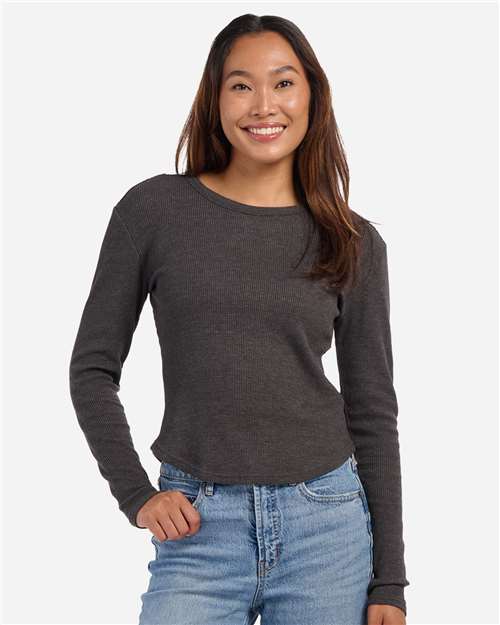 Women's Waffle Knit Baby Long Sleeve T-Shirt - BW3103 35