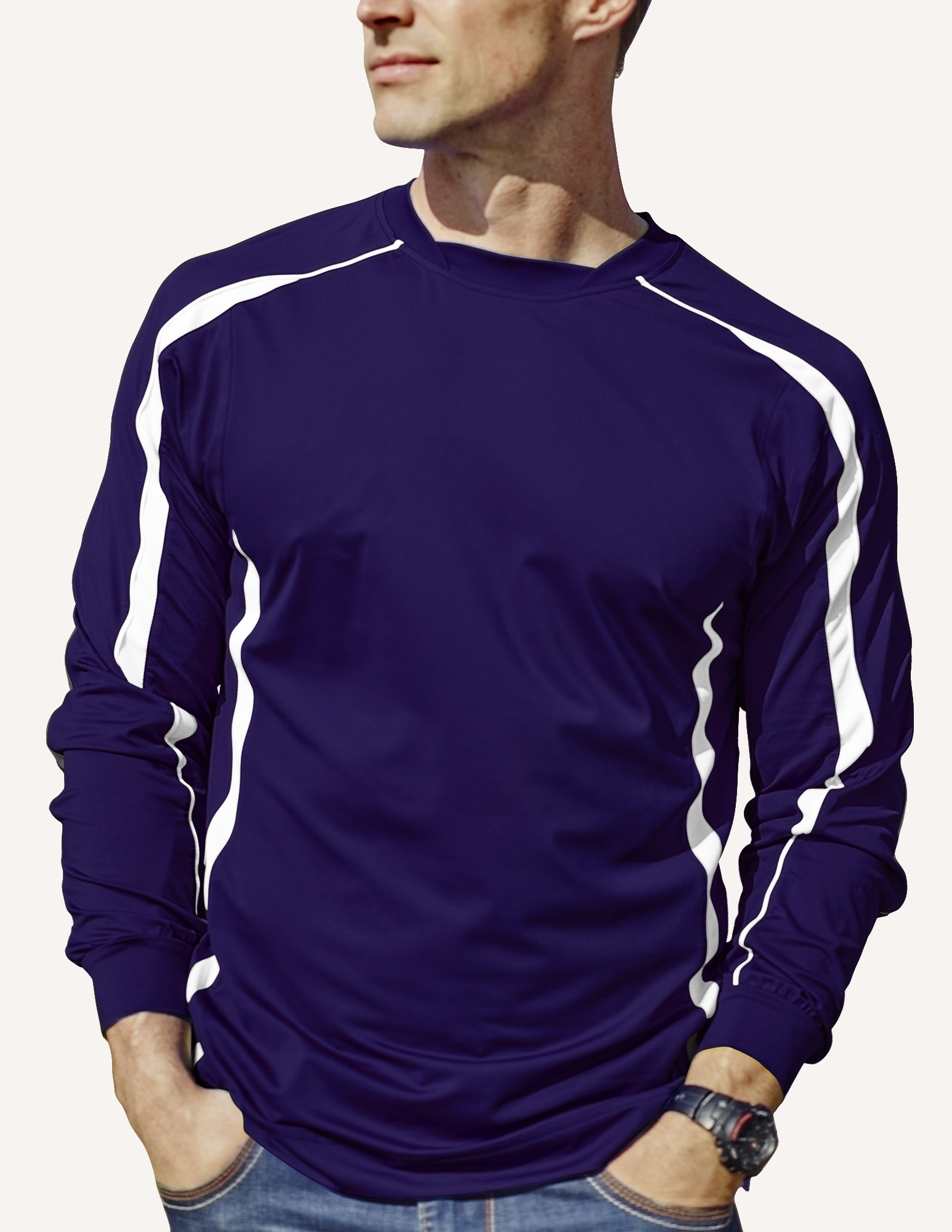 Men's Allsport Long Sleeve Double Crescent Crew Neck Shirt 9