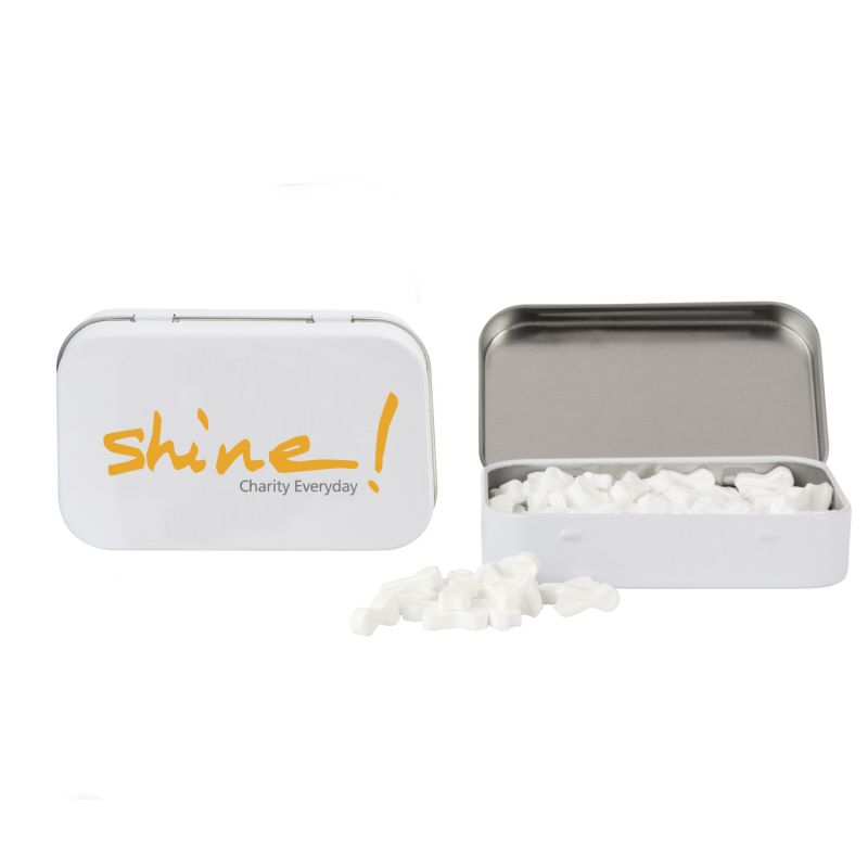 Rectangular Tin with Ribbon Shaped Mints 1