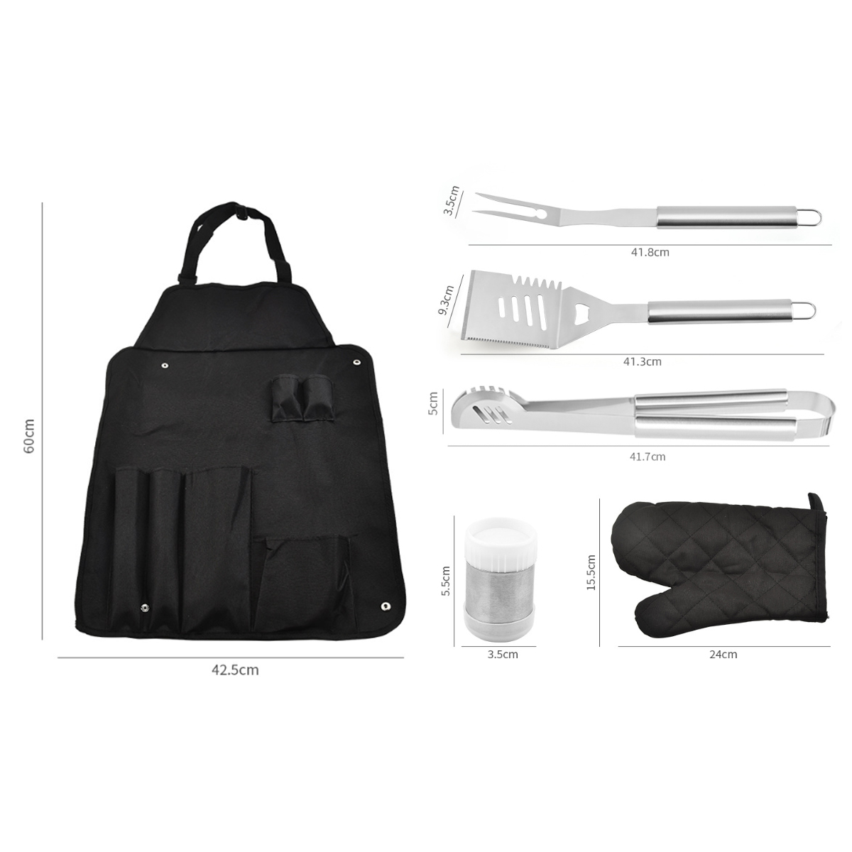 Custom 6-Piece Set BBQ Grill Tool Apron Set 11