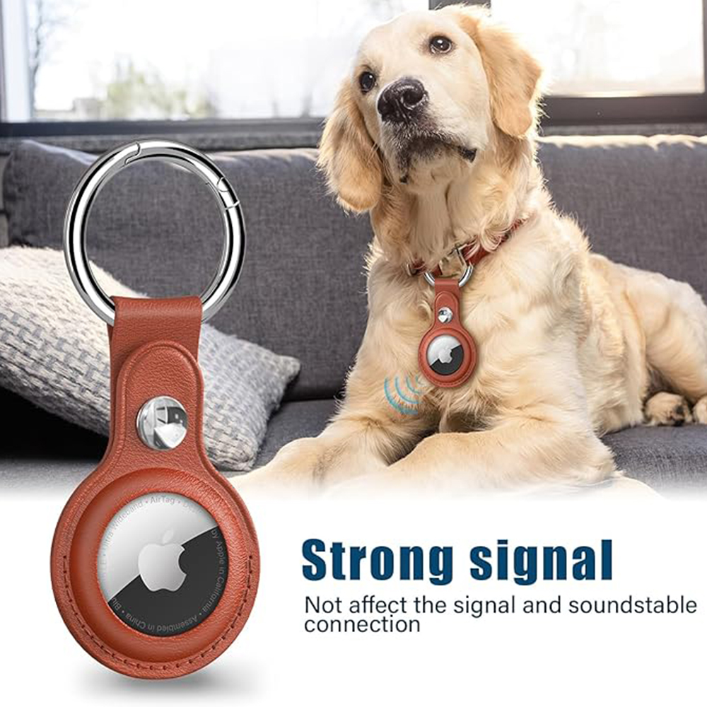 Economical PU Leather AirTag Holder with Key Ring 13