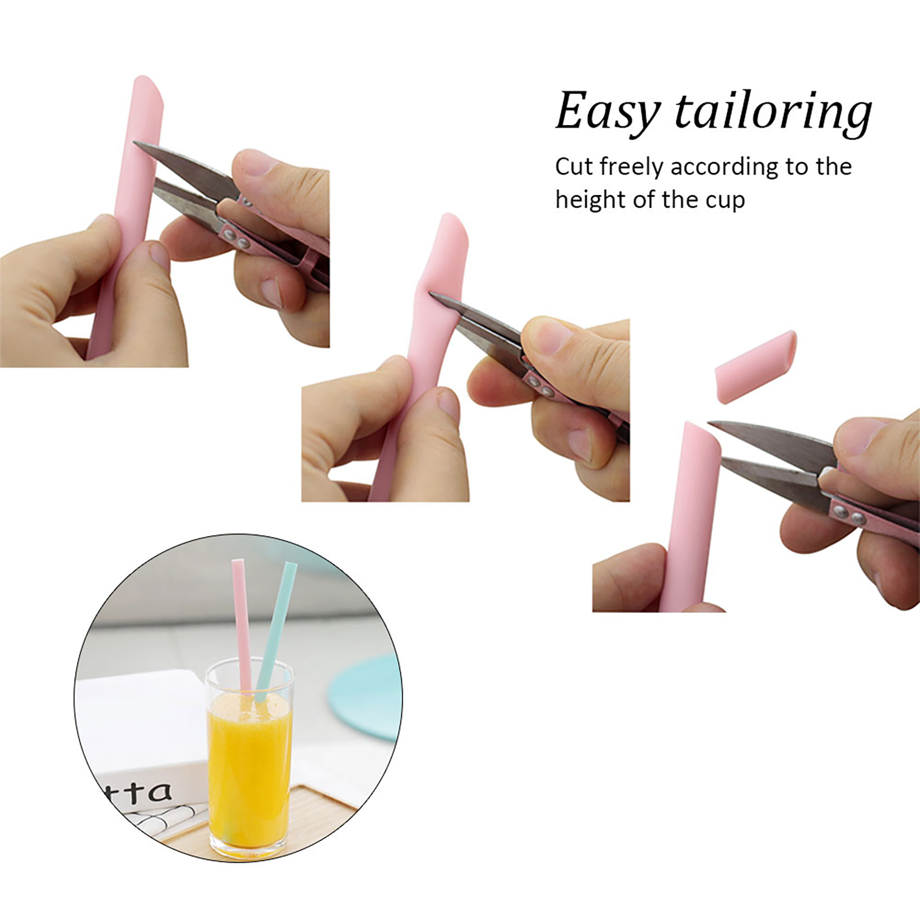 Reusable Collapsible Silicone Straws Set 5