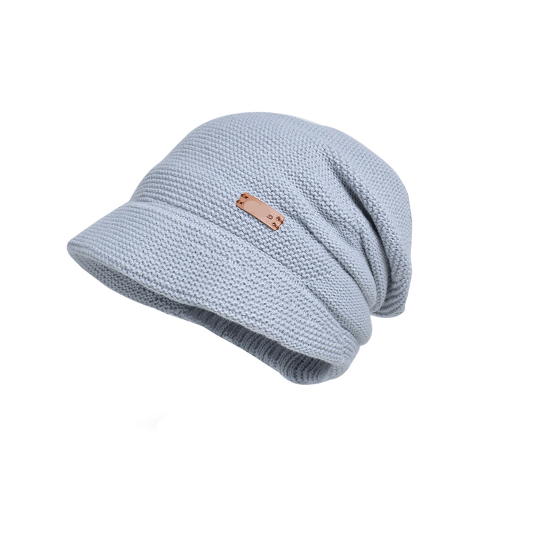 Knit Beanie Cap with Visor 2