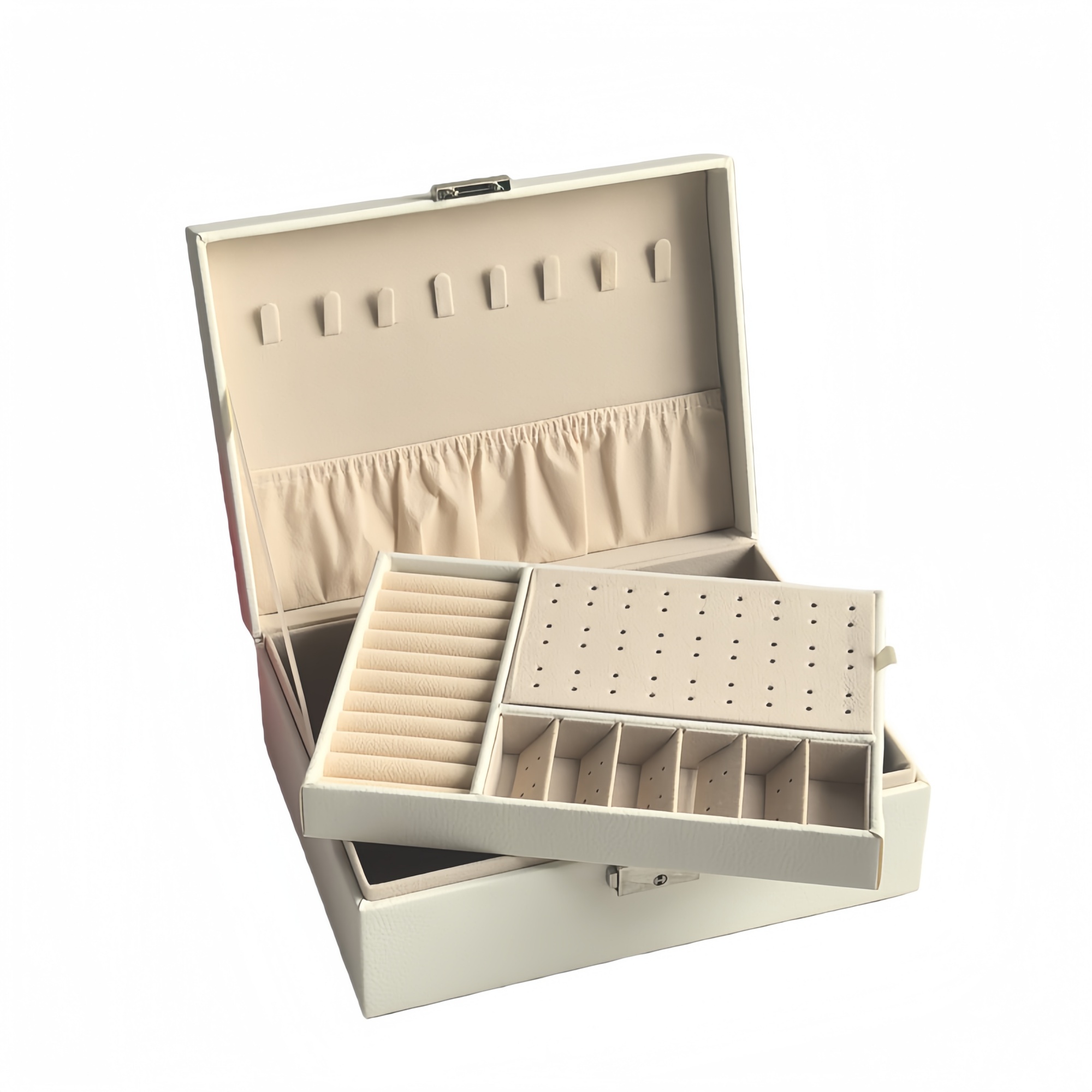 Dual Layer Removable Tray Jewelry Presentation Storage Case 4