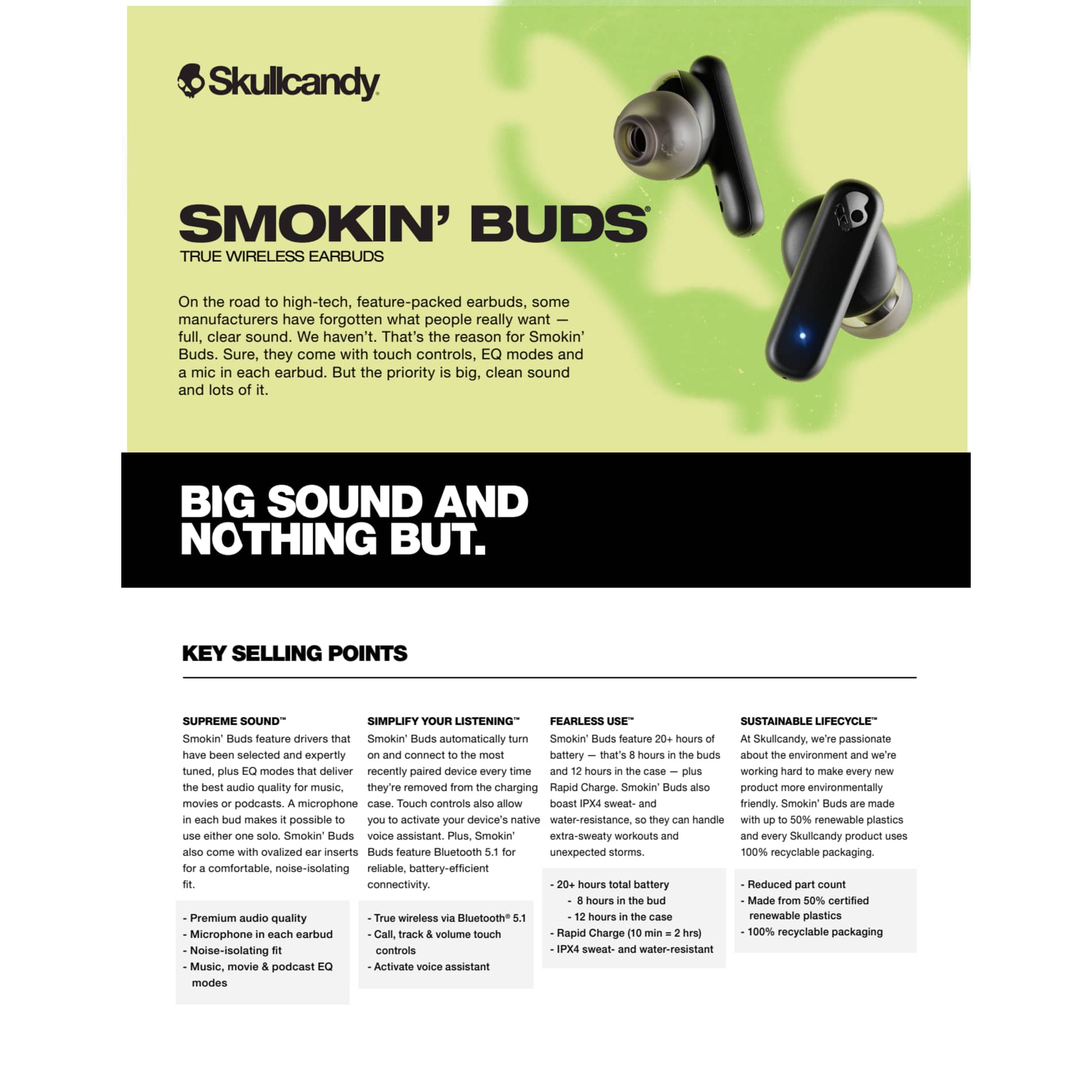 Skullcandy Smokin' Buds True Wireless Earbuds 57