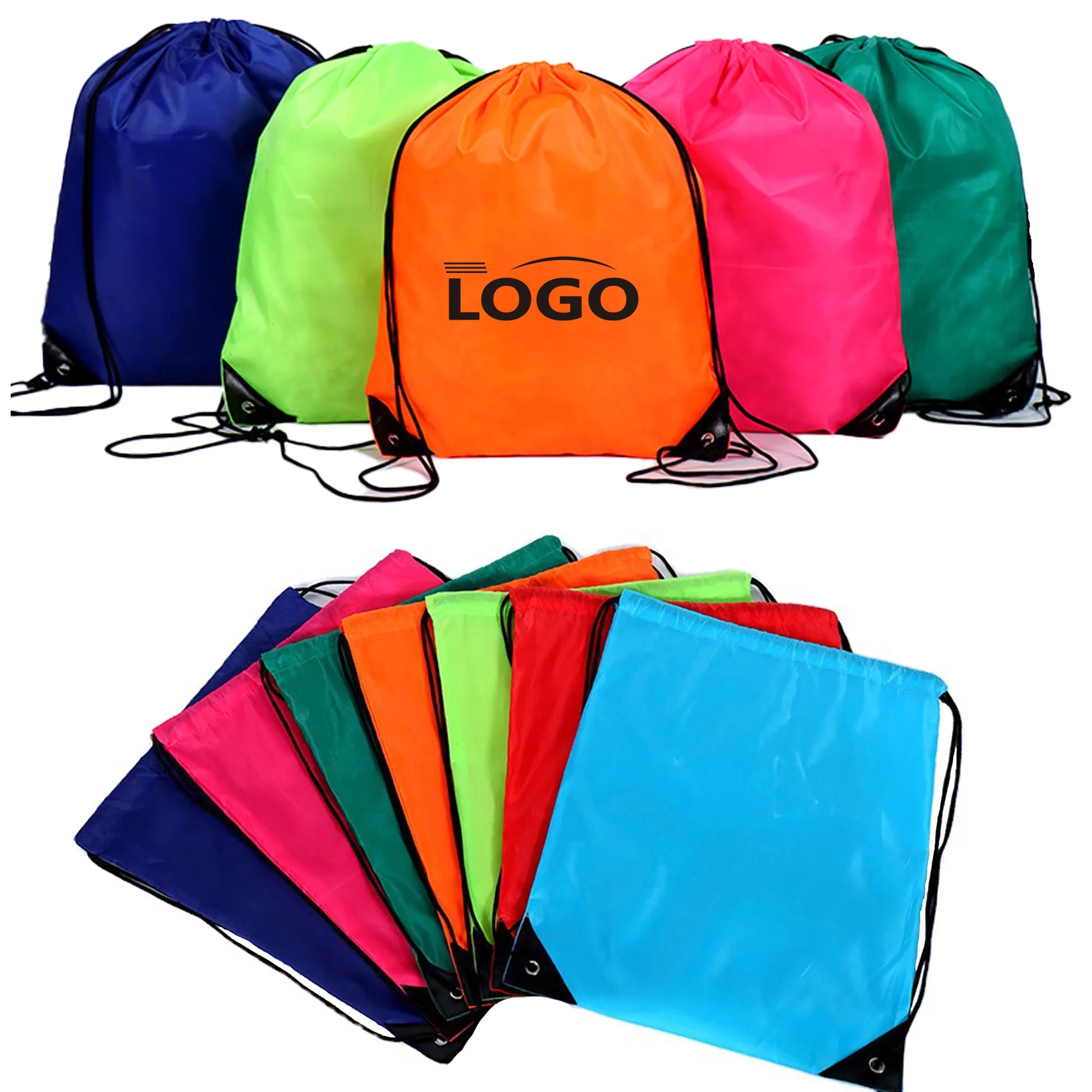 Sports Drawstring Backpack Polyester Storage Bag MOQ 50PCS
