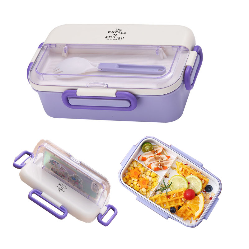 Wheat Straw Lunch Box With Stainless Steel Cutlery 3