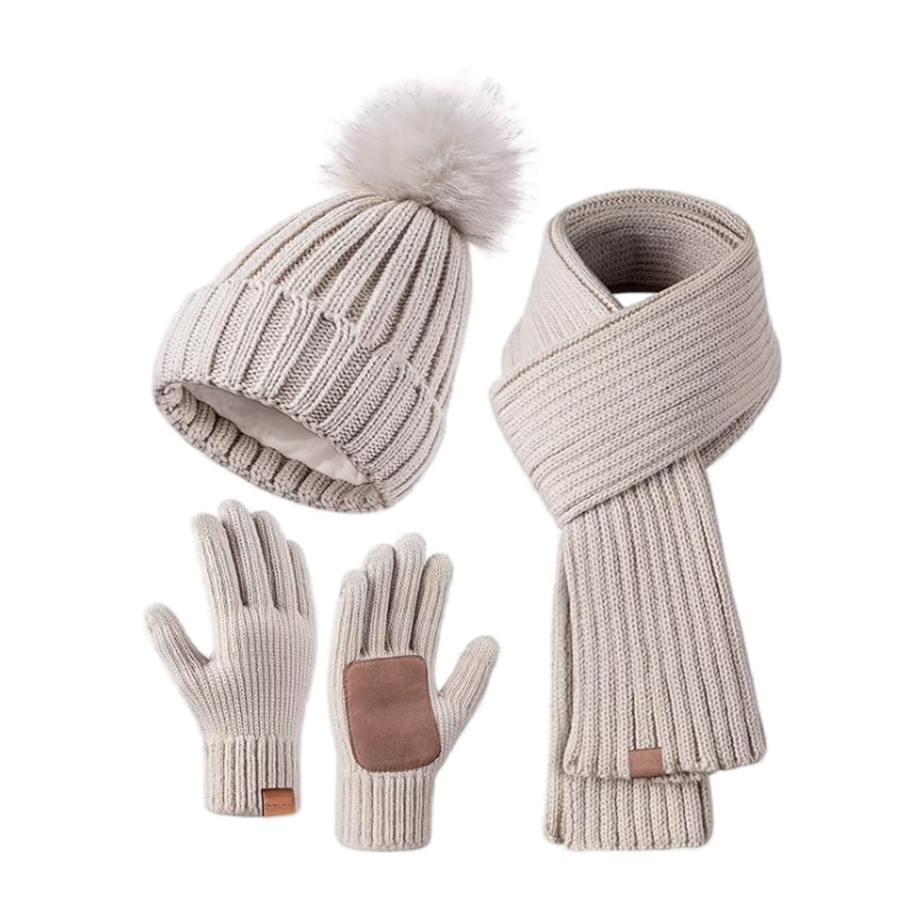 Polyester Adult Hat, Scarf, Gloves Three Piece Set 4