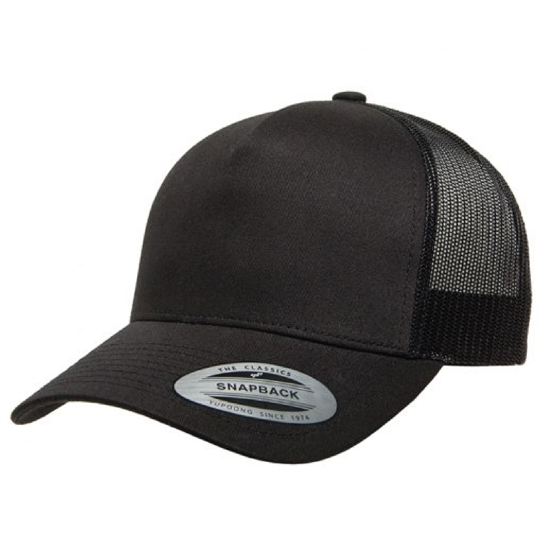 Yupoong 6506 YP Classics Five-Panel Retro Trucker Hat with Leatherette Patches or Embroidery 3