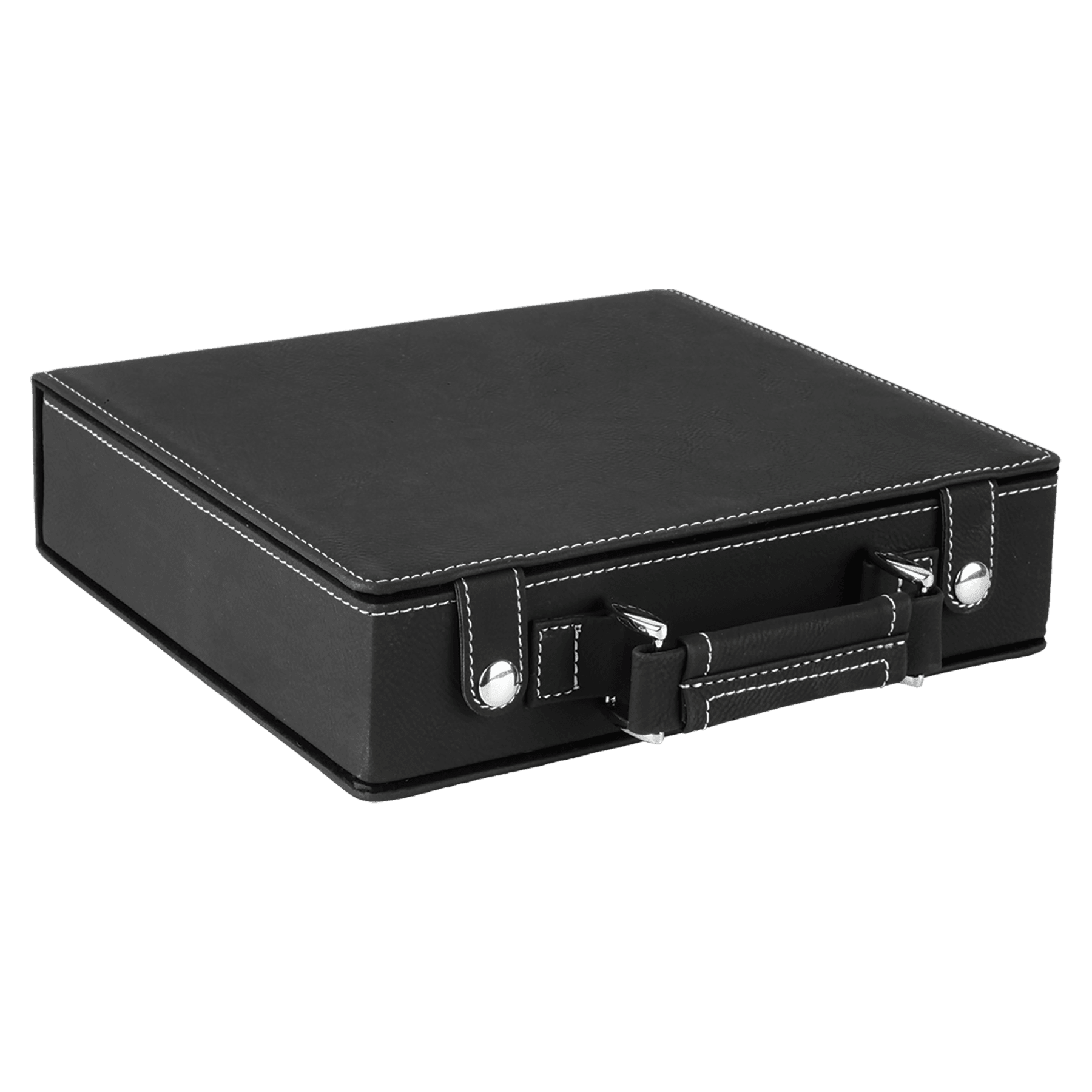 Black/Silver Leatherette 100 Chip Poker Set 1