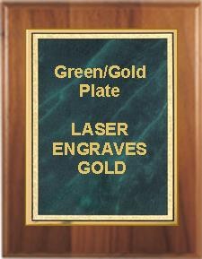 8" x 10" Cherry Finish Plaque with a Green Marble Mist Plate 2
