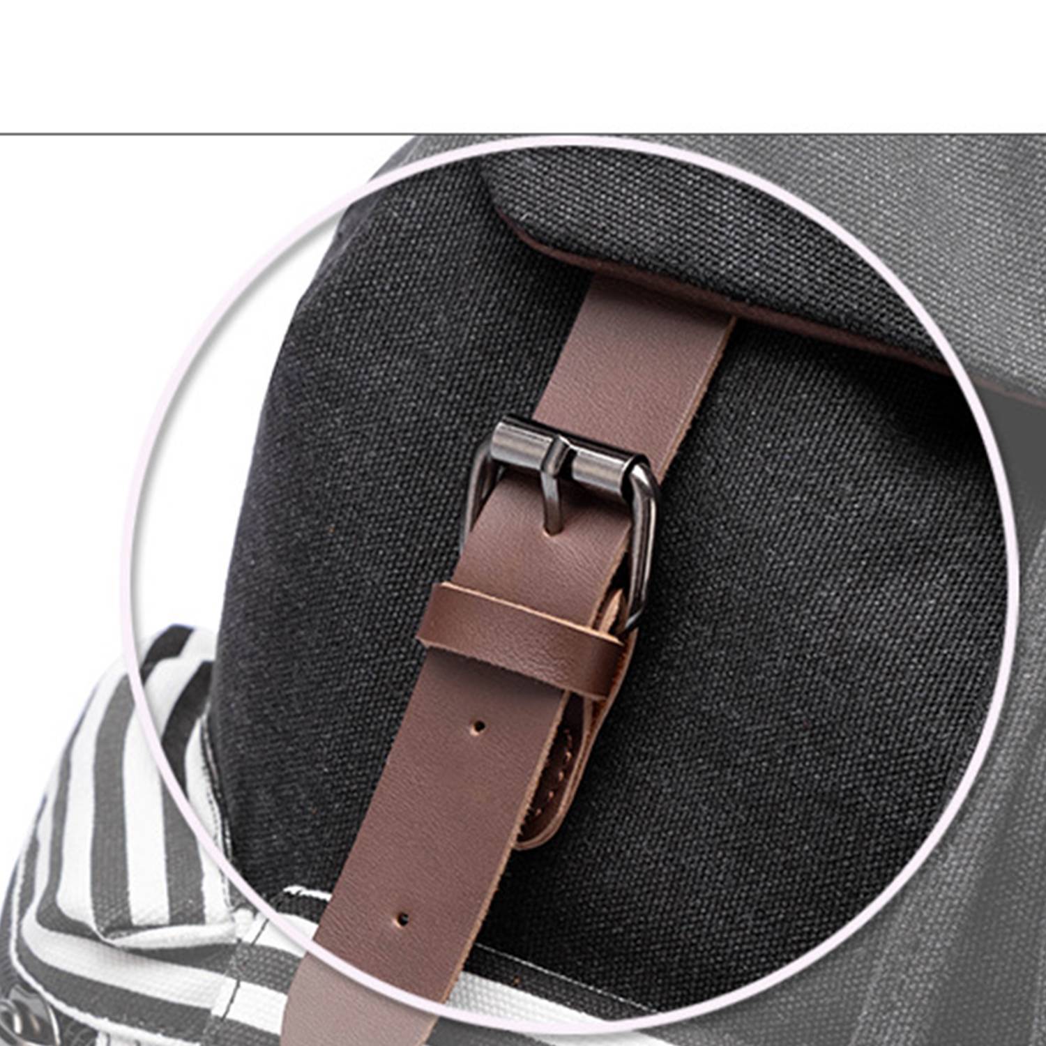 Striped Casual Canvas School Backpack 7