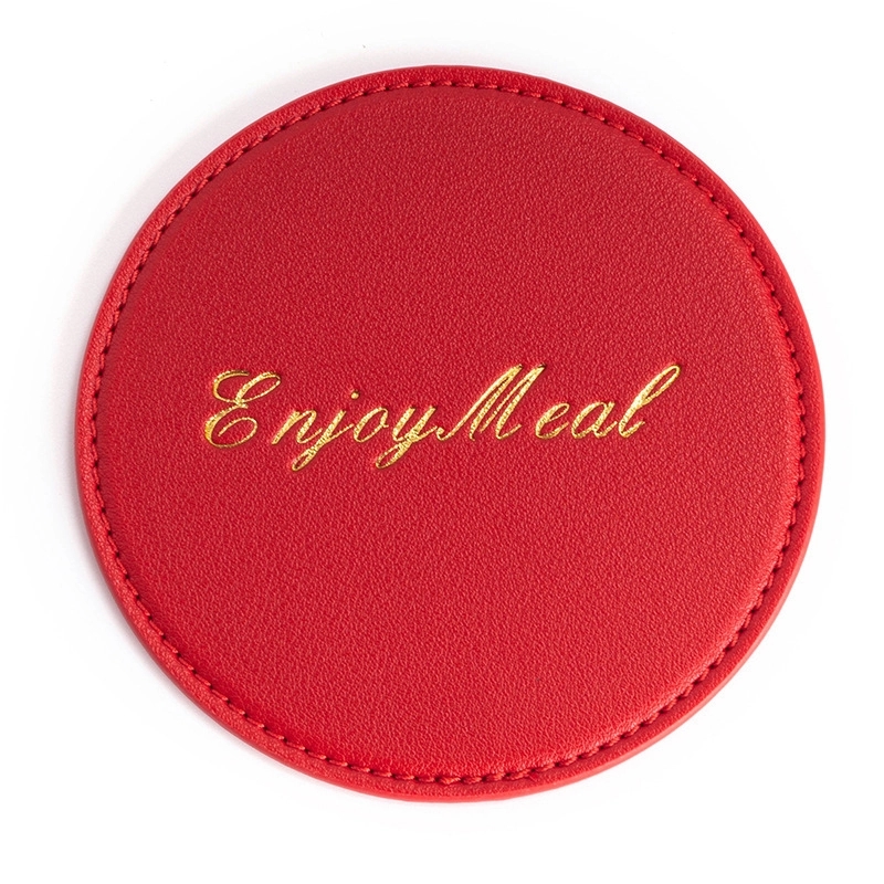Vintage Round Leather Coaster 10